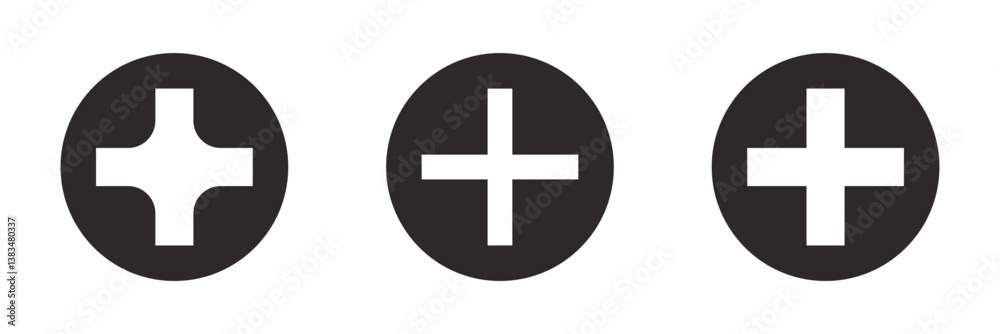 Plus icon in black and white stroke Plus icon in black and white stroke