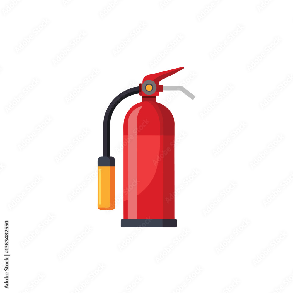 Obraz premium Red fire extinguisher vector illustration isolated on white for safety and emergency protection equipment