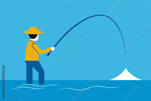 fisherman with fishing rod