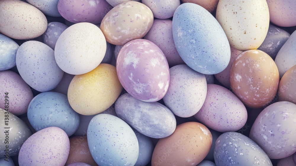 Pastel Color Speckled Easter Eggs Close-up Pile for Spring Holiday Celebration Pastel Color Speckled Easter Eggs Close-up Pile for Spring Holiday Celebration