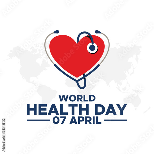 world health day vector graphic with beautiful lettering for greetings, banners. World Health Day concept. Heart and stethoscope design for health day. Global health care concept. My Health My Right. 