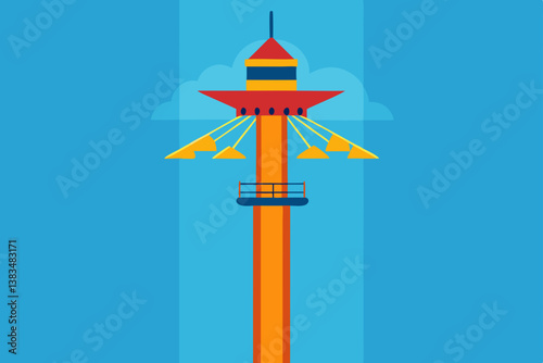 orange lantern on blue background