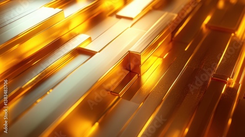 Abstract golden bars creating a luxurious and geometric pattern