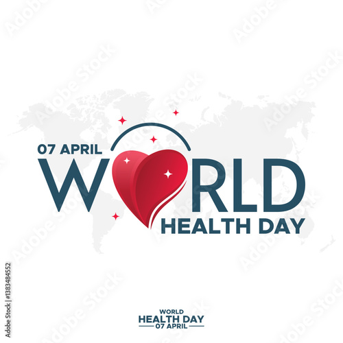 world health day vector graphic with beautiful lettering for greetings, banners. World Health Day concept. Heart and stethoscope design for health day. Global health care concept. My Health My Right. 