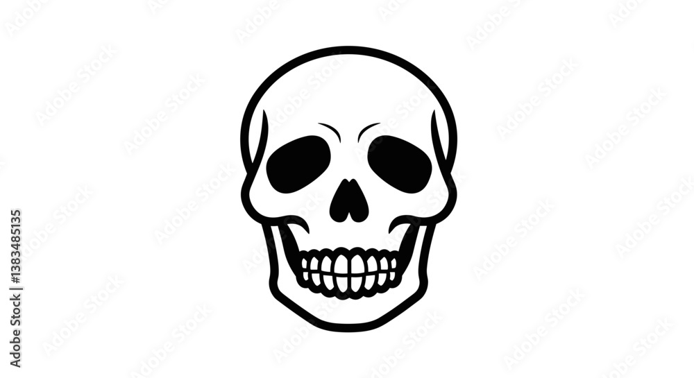 Skull illustration in black and white Skull illustration in black and white