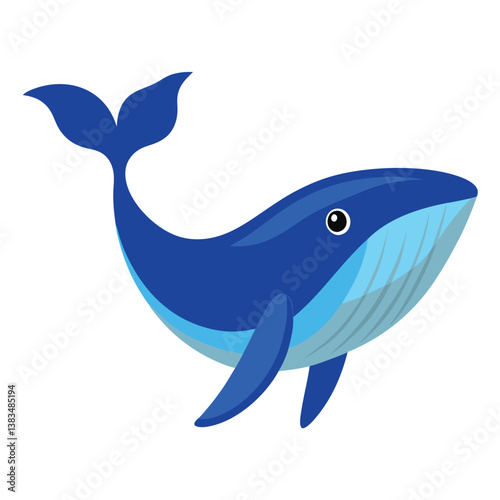 High-Quality Blue Whale Cartoon Graphic for Kids and Aquatic-Themed Designs