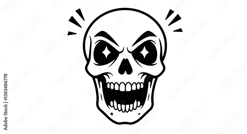 Fototapeta premium Skull illustration with excited expression and sparkling eyes