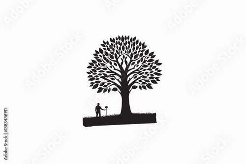 A Sycamore tree vector silhouette image made by adobe illustrator. eps