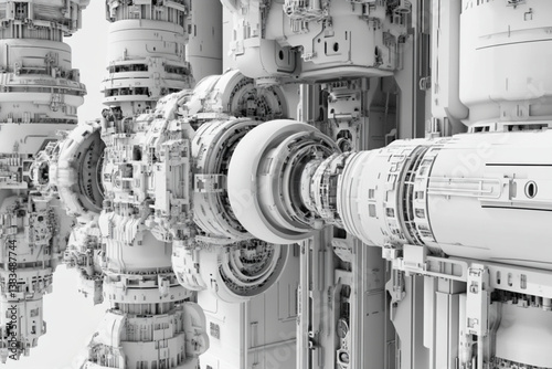 Complex white structure with futuristic components