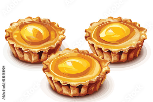 fresh baked egg tart isolated on white background             