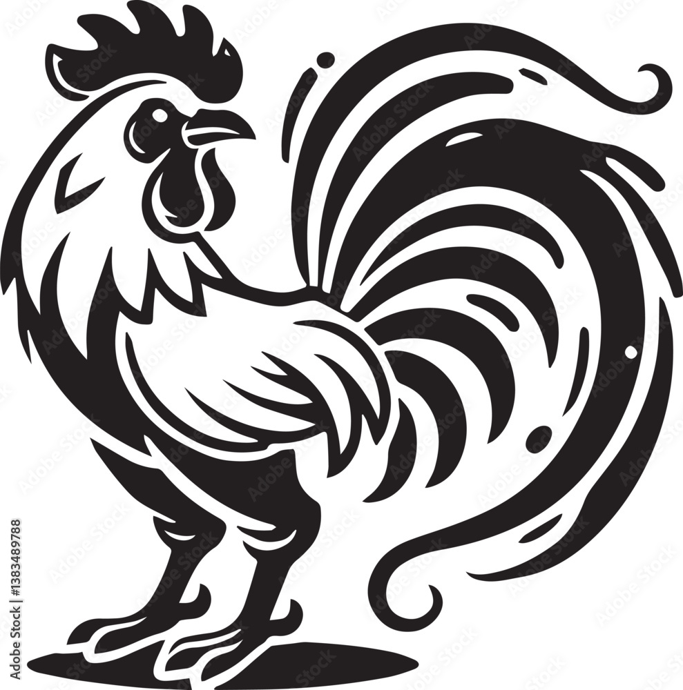 Obraz premium rooster vector illustration, rooster silhouette vector, rooster logo, rooster icon
