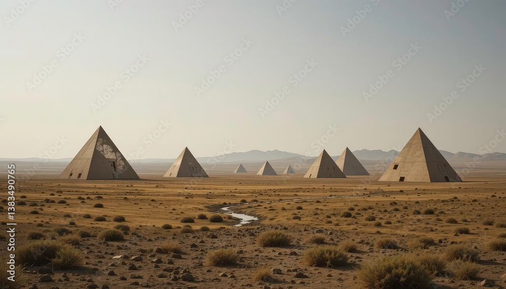 Bronze triangles forming a vast, flat landscape. Ancient aesthetic Bronze triangles forming a vast, flat landscape. Ancient aesthetic