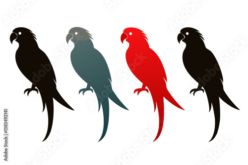 set of Macaw silhouette vector illustration
