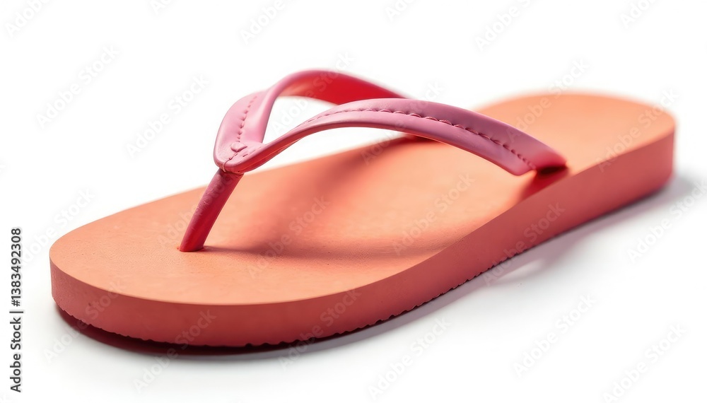 Close-up of a single flip-flop isolated on white background, teal, turquoise, minimal Close-up of a single flip-flop isolated on white background, teal, turquoise, minimal