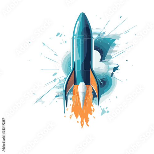 A Stylized Rocket Vector Illustration