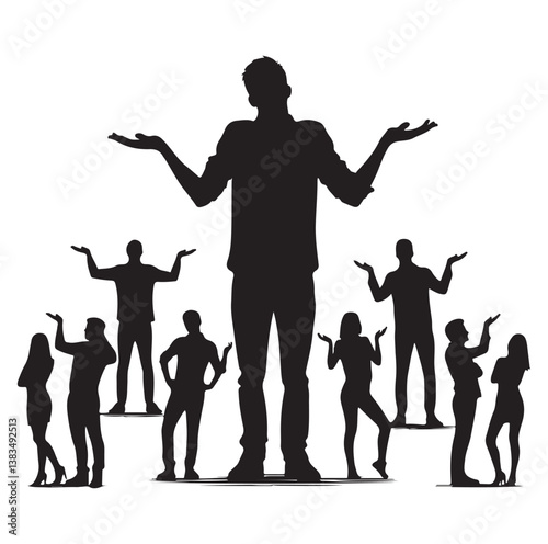 Silhouettes of People Shrugging person vector illustration.