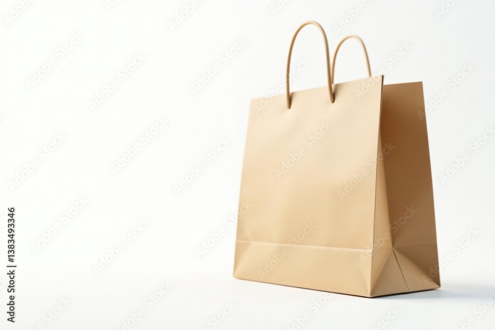 Empty brown paper shopping bag isolated on white background , product, delivery, texture Empty brown paper shopping bag isolated on white background , product, delivery, texture