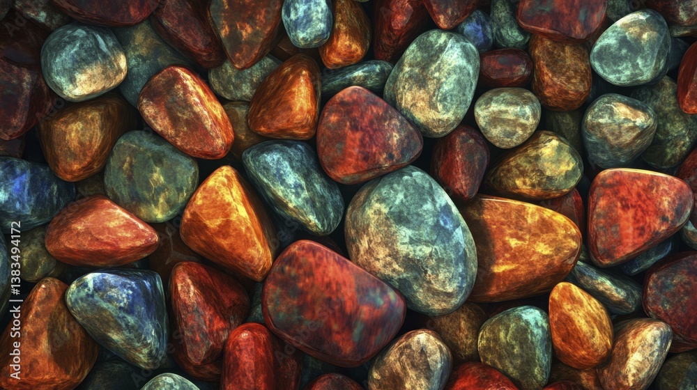Colorful Polished River Stones Pile Close Up Texture Colorful Polished River Stones Pile Close Up Texture