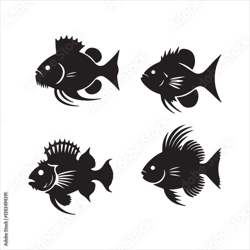 set of fish silhouettes