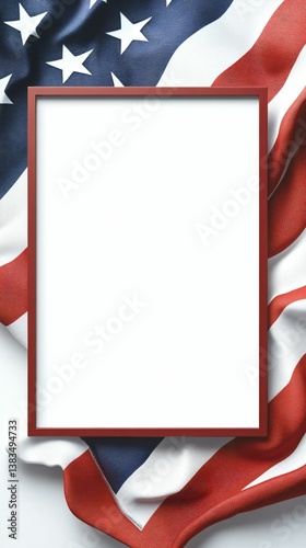 Elegant Blank Frame on American Flag Background for Custom Design