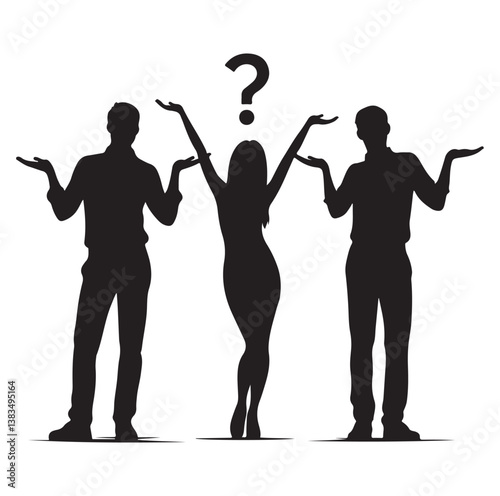 Silhouettes of People Shrugging person vector illustration.