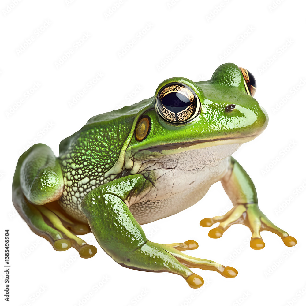 Obraz premium Green Tree Frog isolated on transparent background Generative Ai