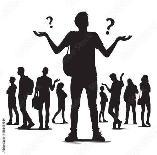 Silhouettes of People Shrugging person vector illustration.