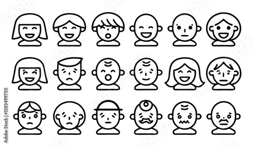 human head and feelings related editable stroke out