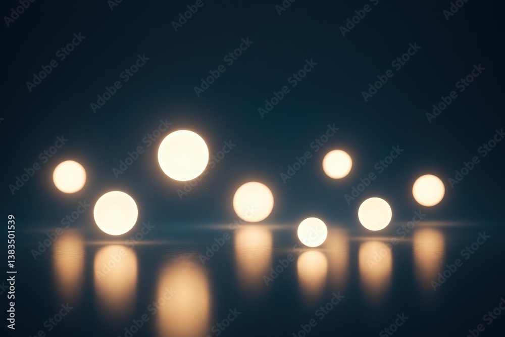 Glowing orbs floating in abstract space with light, depth and balance