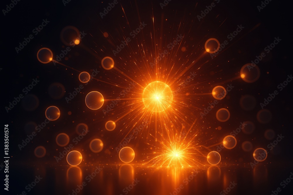 Glowing orbs floating in abstract space with light, depth and balance