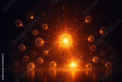 Obraz na płótnie Glowing orbs floating in abstract space with light, depth and balance w salonie