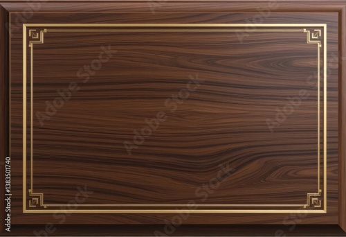  Sophisticated dark walnut wooden plaque adorned with a subtle gold trim; adds a touch of class to any creative design.