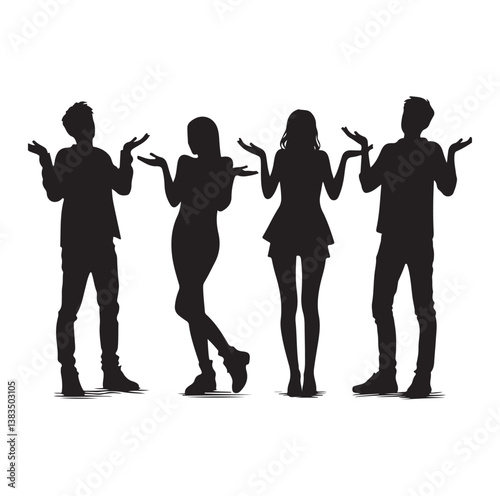 Silhouettes of People Shrugging person vector illustration.