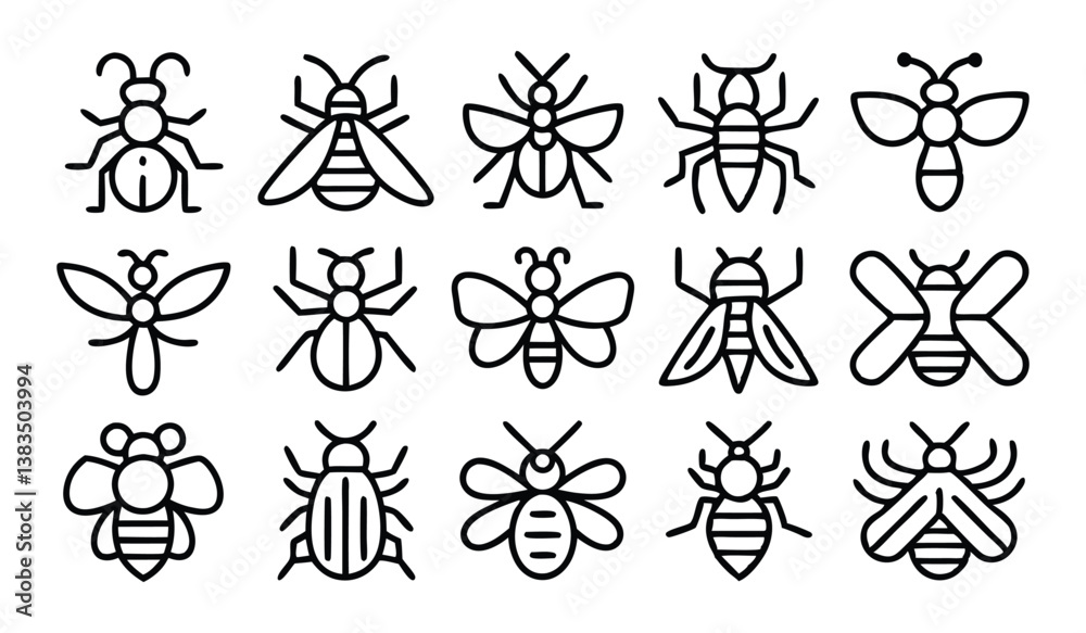 insect icons seamless pattern isolated on white ve insect icons seamless pattern isolated on white ve
