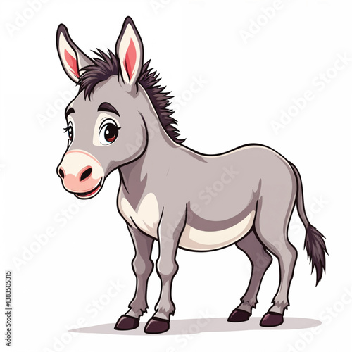 Adorable Cartoon Donkey Vector Illustration