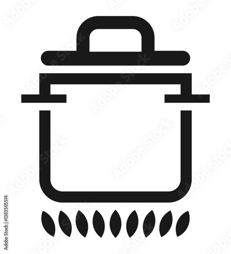icon of a cooking pot on an open flame symbolizing boiling or steaming.