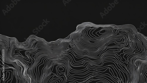 Abstract topographic map.  Complex lines form textured hills and valleys
