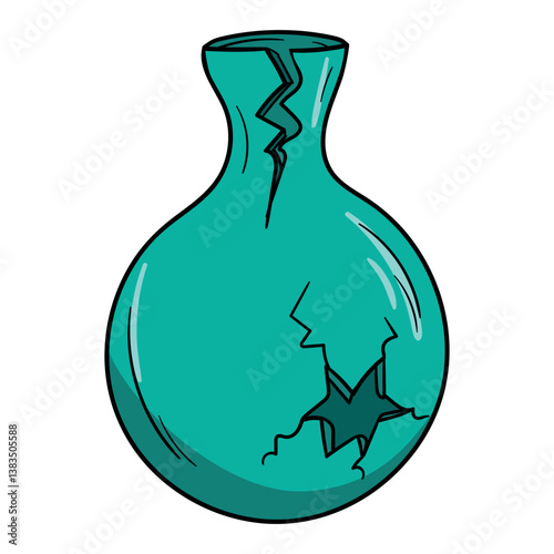 Broken vase. Glass. Garbage sorting. Bright vector illustration isolated on white background for sticker, print, poster