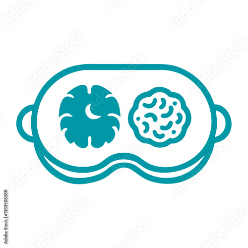 Sleep mask with left and right brain halves symbolizing rest and balance