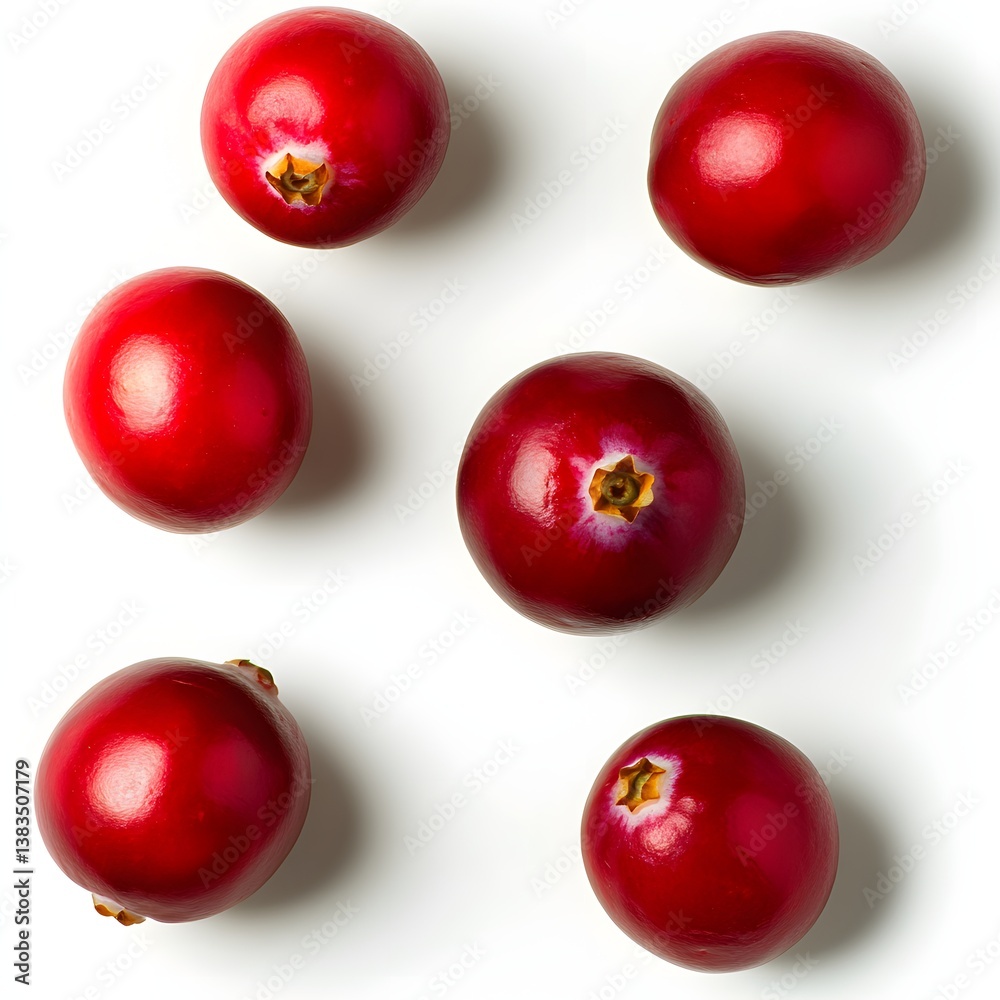Group of Fresh Red Berries Arranged on a White Background with Natural Light Highlighting Their Shine Group of Fresh Red Berries Arranged on a White Background with Natural Light Highlighting Their Shine