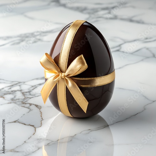 luxury chocolate easter egg with golden ribbon
