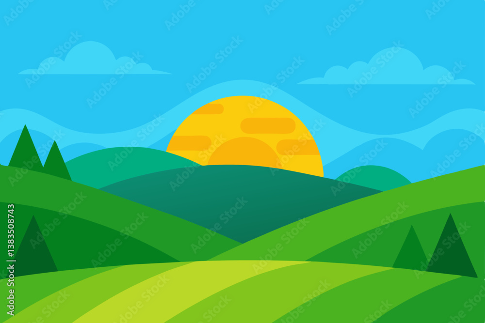 Fototapeta premium landscape with mountains and hills