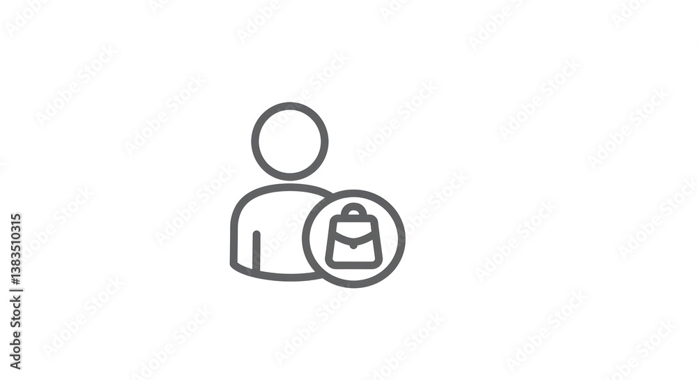 Isolated Business Profile Icon with Briefcase Isolated Business Profile Icon with Briefcase