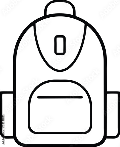Backpack vector icon. travel bag pack outline style.  representing spring break activities and themes, featuring beach, travel, and leisure symbol