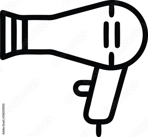 Hair dryer outline icon isolated on white background. 