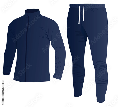 Blue tracksuit. top and bottom. vector