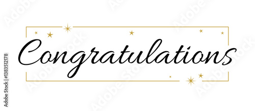 Congratulations handwritten text, vector congrats typographic sign.