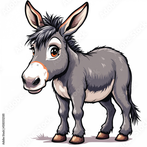 Adorable Cartoon Donkey Vector Illustration