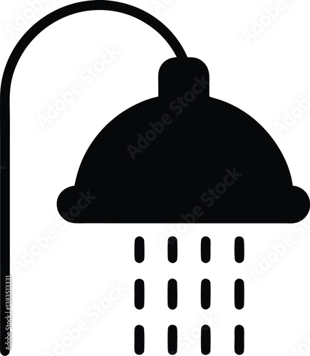 Shower silhouette icon for bathing and water hygiene purposes. shower icon isolated