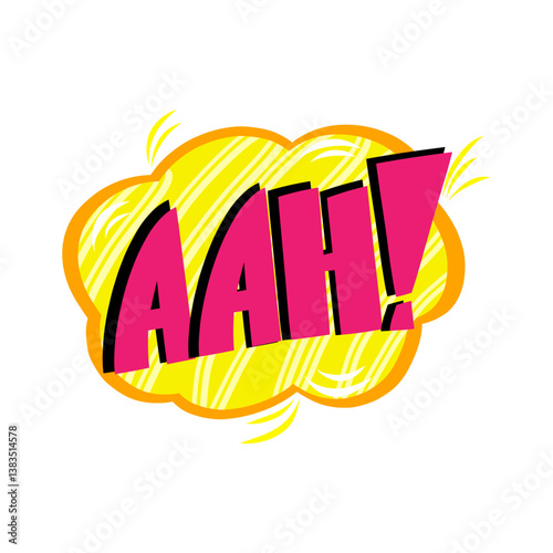 Speech bubble with text AAH on white background in the style of the 90s. Vector illustration, comics boom boom bang vector element